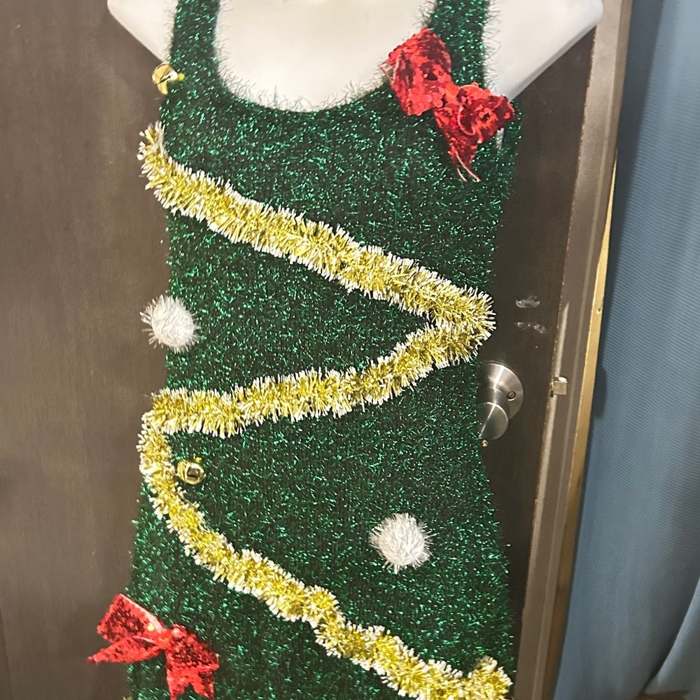 New Without Tags Festive Green Christmas Tree Dress Size XXS